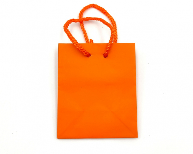 Shopper plastificato arancio, maniglia in cotone, confezione da 12 pezzi
