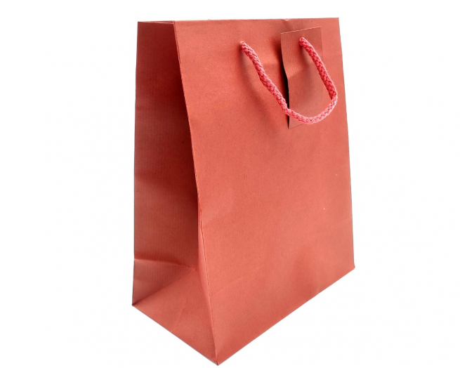 Shopper in carta sealing rosso, formato 18x22.7 cm, maniglia in cotone
