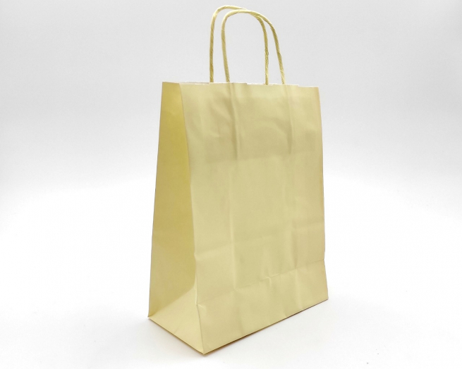 Shopper crema in carta kraft con maniglia ritorta