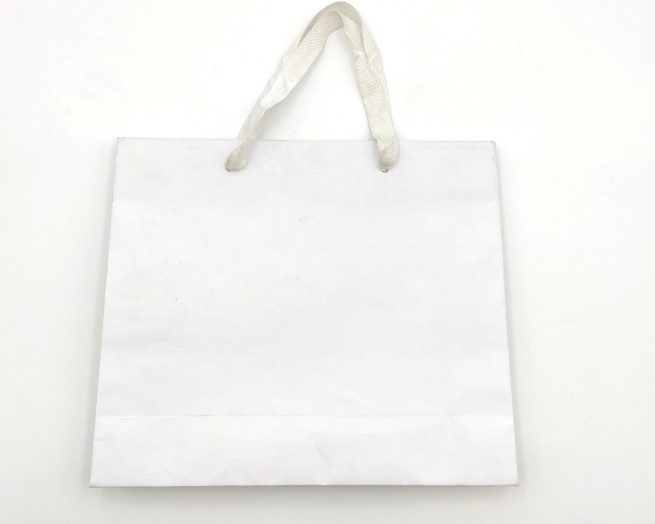 Shopper bianco "Elegant natural chic"  con maniglia in fettuccia cotone