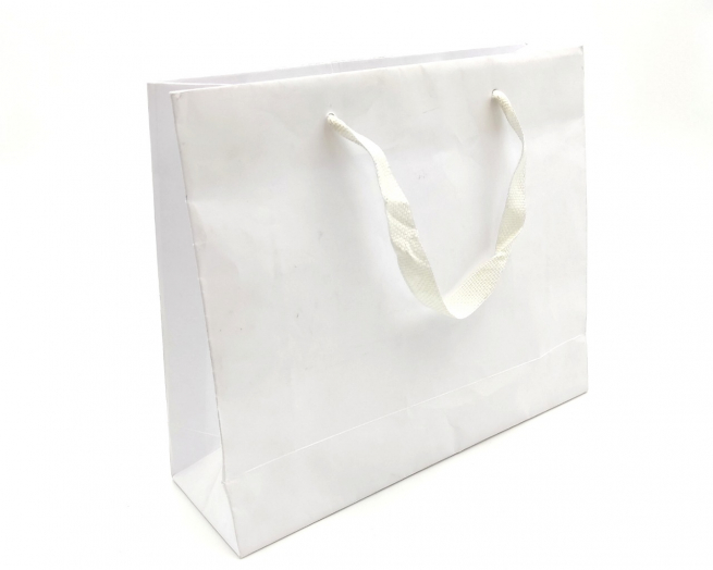 Shopper bianco "Elegant natural chic"  con maniglia in fettuccia cotone