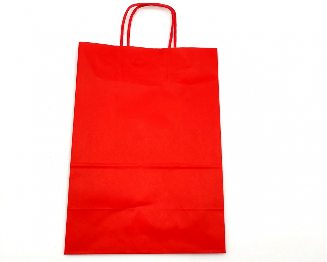 Shopper carta kraft rosso con maniglia ritorta