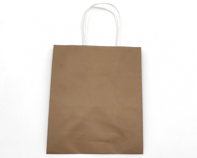 Shopper marrone con fondo largo quadrato e maniglia ritorta