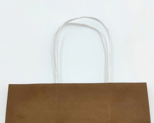 Shopper marrone con fondo largo quadrato e maniglia ritorta