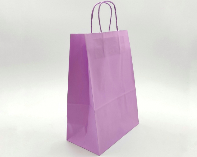 Shopper lilla in carta  kraft con maniglia ritorta