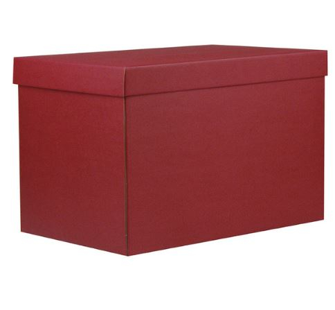 Scatola base rettangolare con coperchio, in cartone goffrato rosso rubino, cartone da 10 pezzi