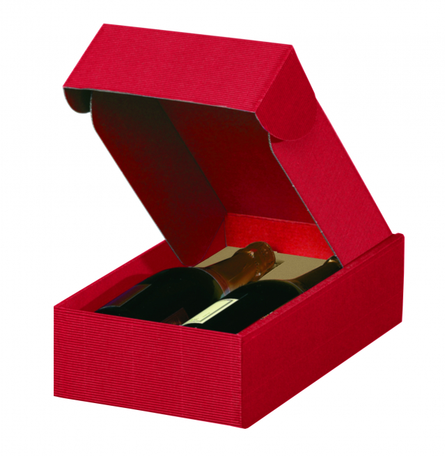 Scatola cantinetta porta bottiglie in cartone onda rosso, 20x33.5x9 cm, cartone da 10 pezzi