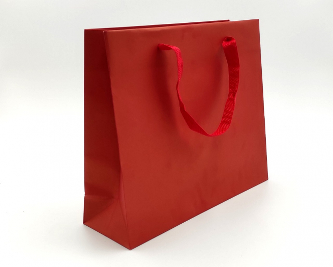 Shopper rosso "Elegant natural chic"  con maniglia in fettuccia cotone