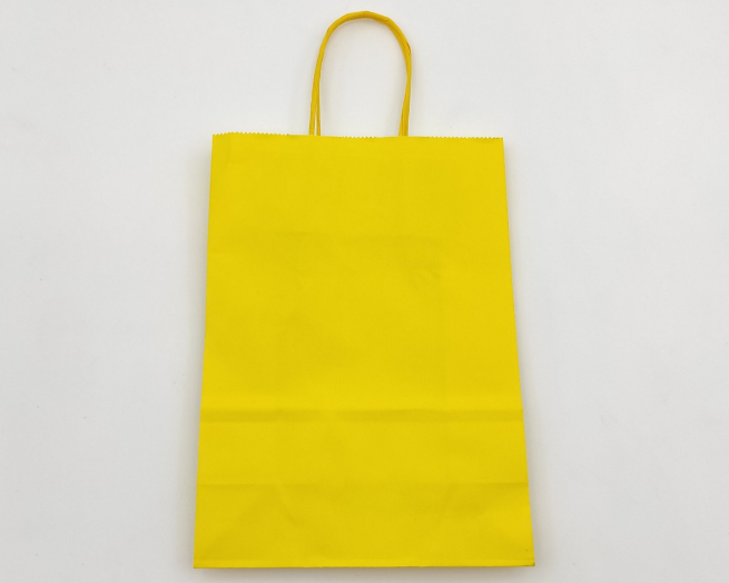 Shopper giallo in carta kraft con maniglia ritorta