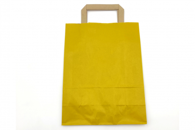 Shopper sealing millerighe giallo con maniglia piatta