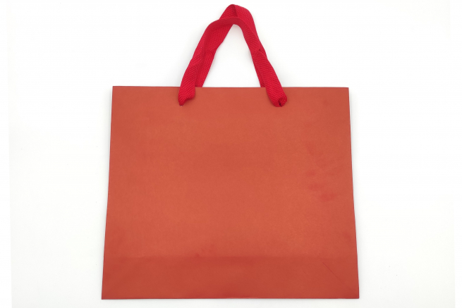 Shopper rosso "Elegant natural chic"  con maniglia in fettuccia cotone