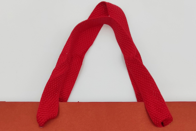Shopper rosso "Elegant natural chic"  con maniglia in fettuccia cotone