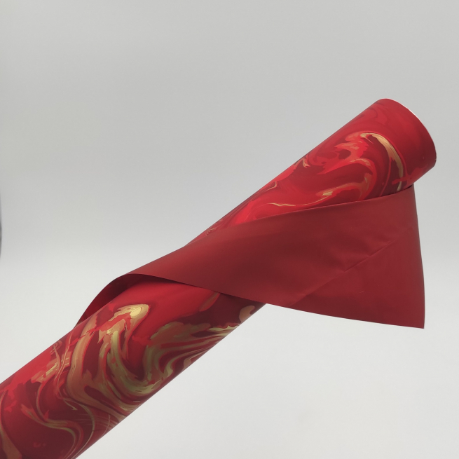 Bobina "Marble" in PPL fantasia rosso, h 1 x 25 mt
