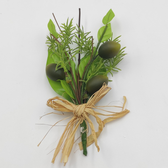 Pick ramo con olive verdi, altezza 17 cm