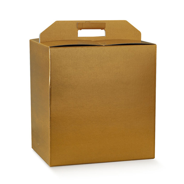 Scatola per confezioni regalo skin oro con maniglia, 25x33x35 cm, cartone da 30 pezzi