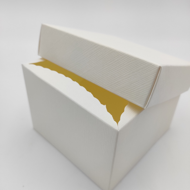 Scatola base quadrata con coperchio in cartone bianco, confezione da 10 pezzi