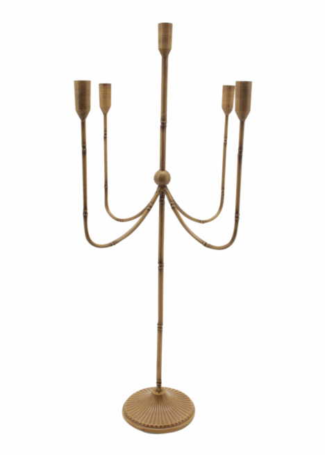 Candelabro in alluminio bianco a 5 posti, altezza 73 cm