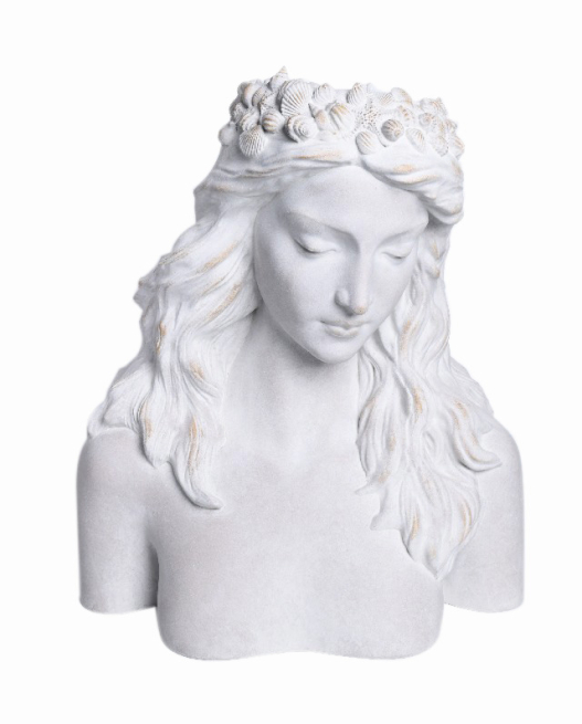 Busto di donna bianco portafiori, altezza 57 cm