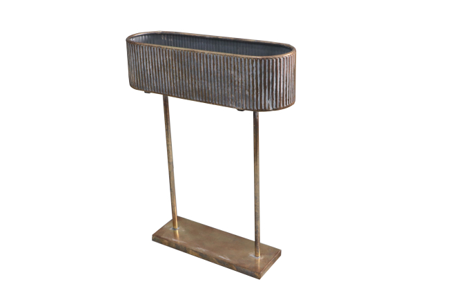 Vaschetta ovale oro rosato con piedistallo, altezza 58 cm