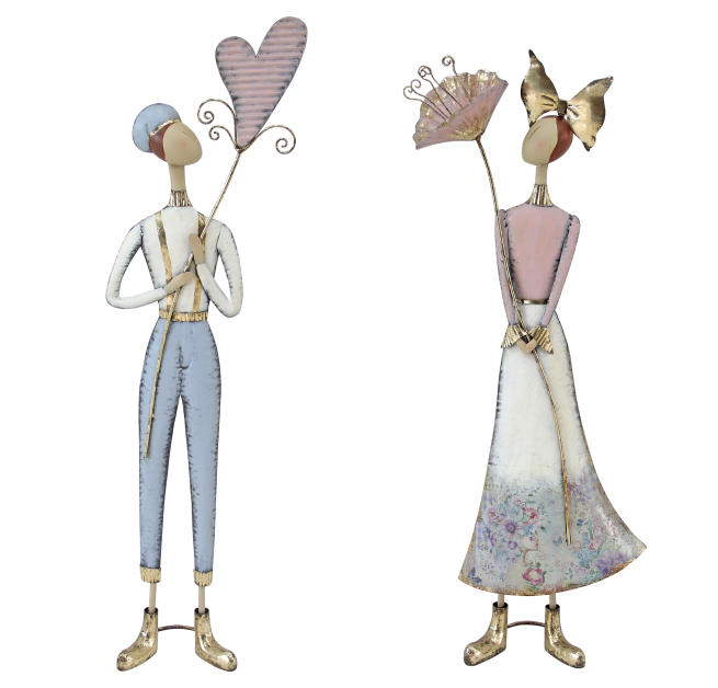 Figura anni '50 in metallo, altezza 95 cm, soggetti assortiti