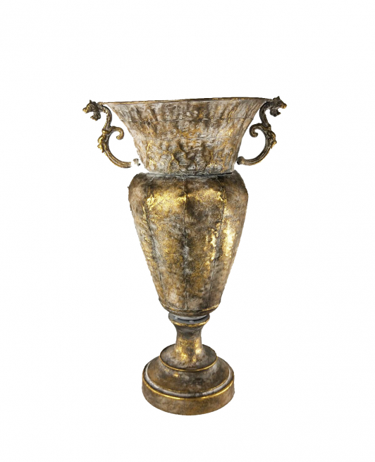 Coppa "Art Decò" oro antico, 27x34 cm, altezza 52 cm