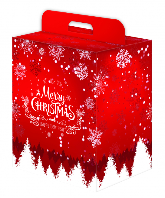 Scatola per confezioni regalo fantasia "Red Christmas" con maniglia superiore, vari formati