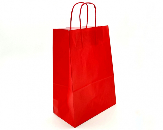 Shopper carta kraft rosso con maniglia ritorta