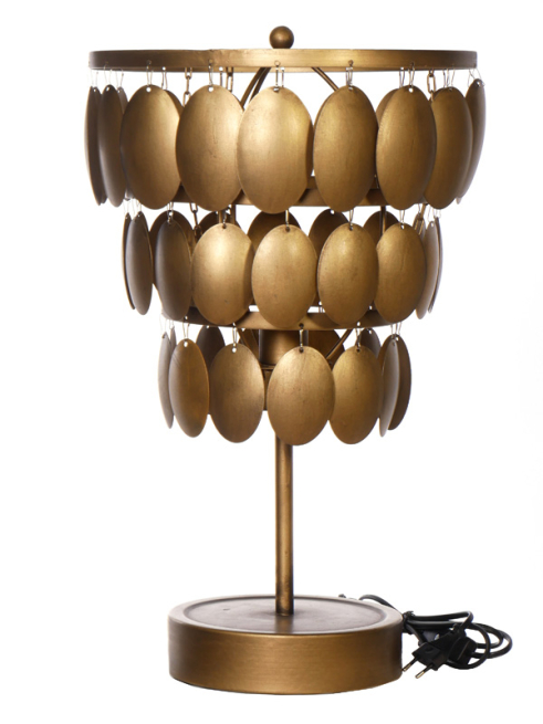 Lampada abat jour in metallo oro, altezza 56 cm