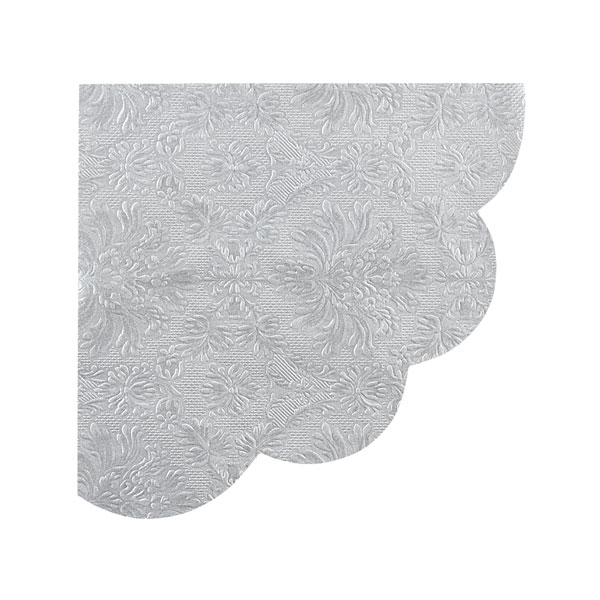 Tovagliolo 3 veli argento smerlato, 33x33 cm confezione da 16 pezzi