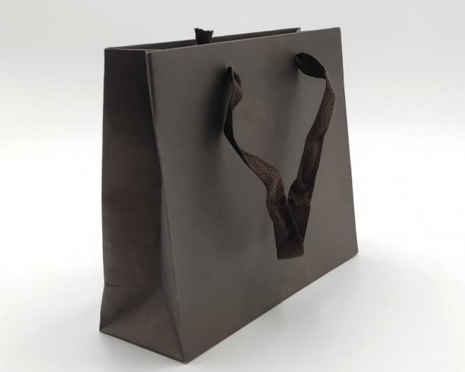 Shopper cacao "Elegant natural chic"  con maniglia in fettuccia cotone