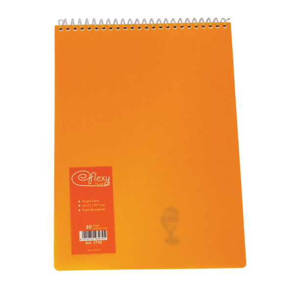 Blok notes con spirale plastificata, formato A4, a quadretti da 5 mm