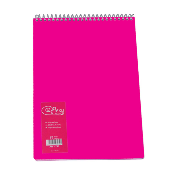 Blok notes con spirale plastificata, formato A4, a quadretti da 5 mm
