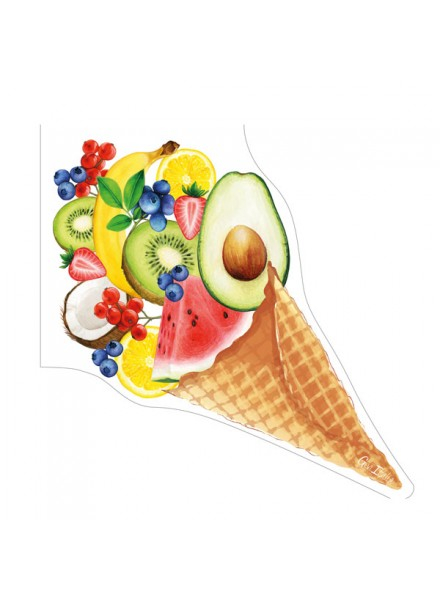 Tovagliolo sagomato carta 3 veli, fantasia "Cono gelato", confezione da 16 pezzi