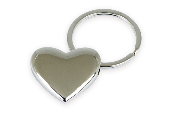 Portachiavi in metallo a forma di cuore, diametro 4 cm