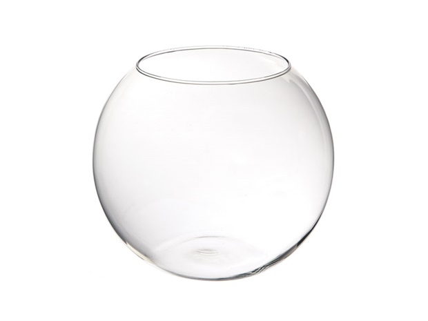 Vaso a sfera in vetro, diametro 30 cm e altezza 25 cm