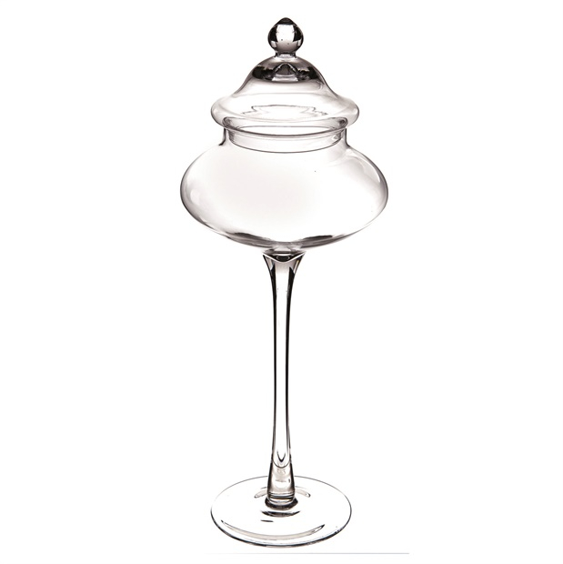 Alzata contenitore con coperchio in vetro, diametro 20 cm, altezza 53 cm