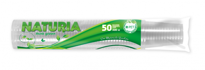 Bicchiere trasparente 300cc in R-PET, confezione da 50 pezzi