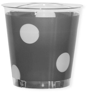 Bicchiere plastica 300cc argento con pois bianchi, confezione da 10 pezzi