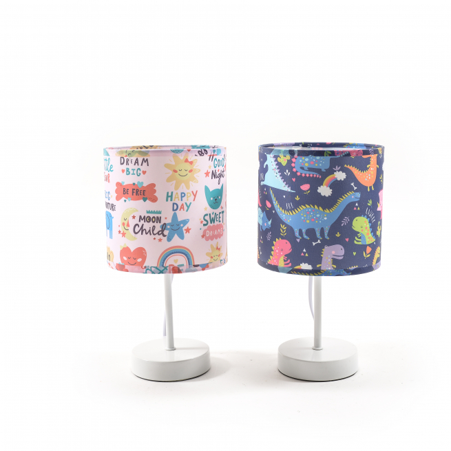 Lampada per bambini con base in metallo, altezza 28 cm, soggetti assortiti