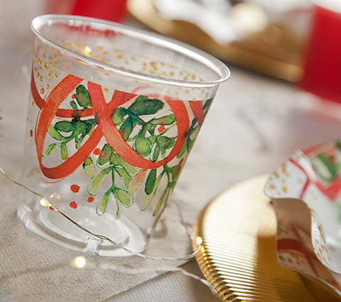 Bicchiere plastica "Kristall" 300 cc, Christmas bouquet, confezione da 8 pezzi