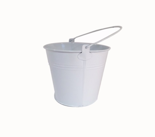 Secchiello in latta bianco, altezza 15 cm