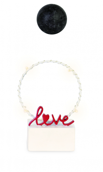 Cerchio e scritta "Love" con led, diametro 8 cm, altezza 12 cm