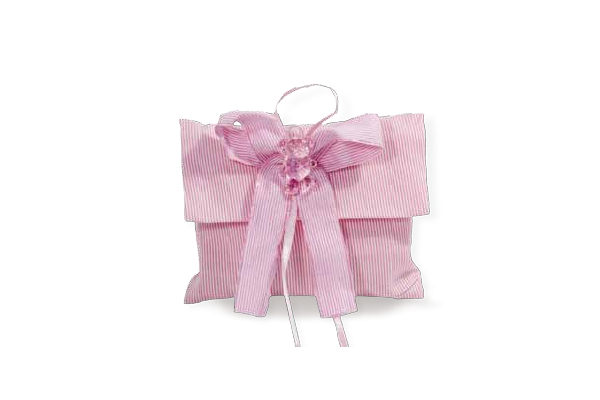 Bustina rigata baby con fiocco, 10x8.5 cm, confezione da 12 pezzi