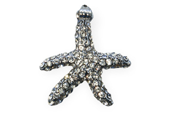 Ciondolo a forma di stella marina con strass, altezza 2.5 cm, confezione da 6 pezzi