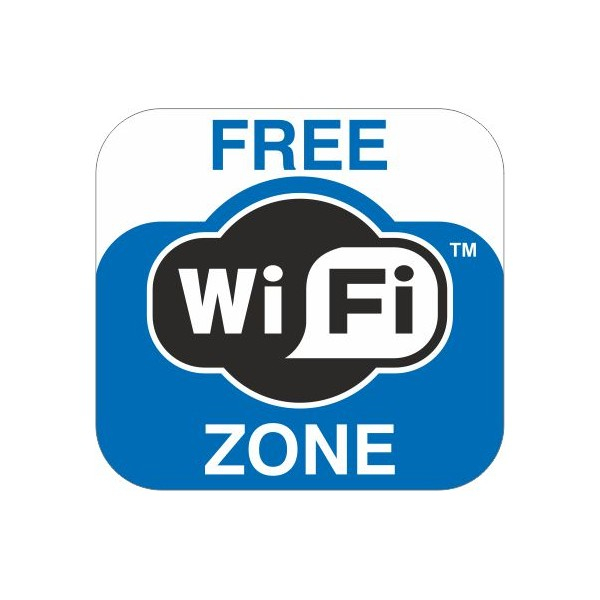 Adesivo "Free wi-fi zone" formato 10x10 cm