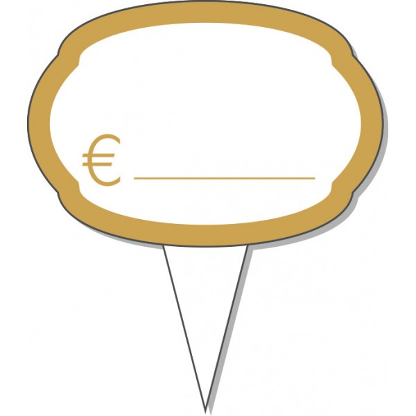 Segnaprezzi in PVC per pasticceria con punta,  formato 65x75 mm, confezione da 10 pezzi