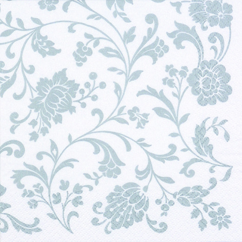 Tovagliolo in carta 3 veli con arabeschi argento 33x33 cm, confezione da 20 pezzi