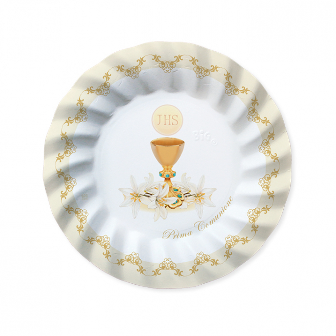 Piatto in cartoncino fantasia "Comunione", confezione da 8 pezzi