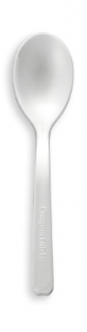 Cucchiaino design "Bloom" biodegradabile in CPLA, confezione da 100 pezzi