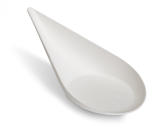 Mini cucchiaio design goccia "Pulp" in polpa di cellulosa biodegradabile, confezione da 25 pezzi